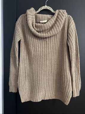 ILLA ILLA Chunky Cowl Neck Sweater in Taupe
